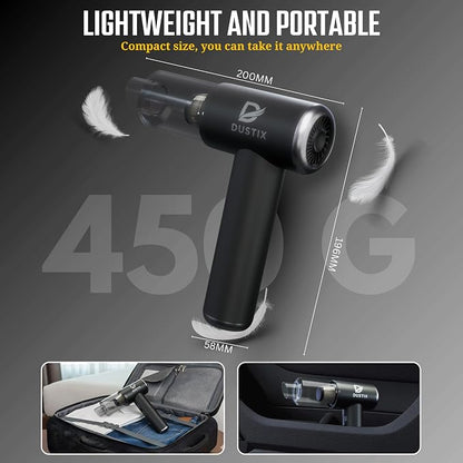 Car Vacuum Cordless Handheld Vacuum Cleaner Mini Portable Car Vacuum Brushless Motor Rechargeable Type C Blower Inflator Deflator Car Cleaning Kit (DX-1 Pro)