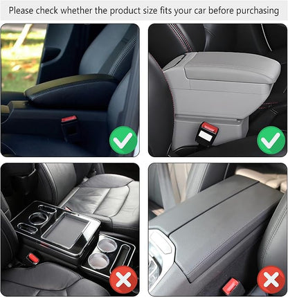 Stacool Upgraded Car Center Console Cover,Microfiber Leather Car Armrest Cover Cushion with 2 Storage Bags,Universal Car Armrest Storage Box (Black)
