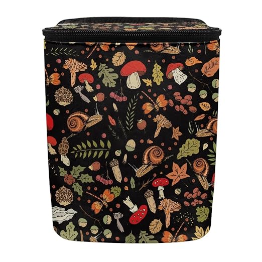 Trash Can for Car Leakproof Garbage with Lid and Zipper Boho Cottagecore Mushroom Snail Ferns Trash Bin Hanging Back of Seat Auto Interior Accessories Universal Fit Most Truck SUV Van