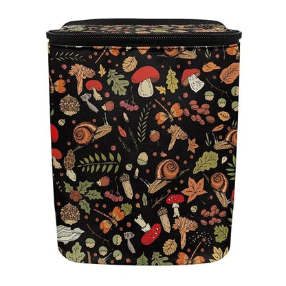 Trash Can for Car Leakproof Garbage with Lid and Zipper Boho Cottagecore Mushroom Snail Ferns Trash Bin Hanging Back of Seat Auto Interior Accessories Universal Fit Most Truck SUV Van