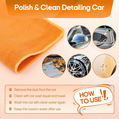 2PCS Clay Towel Auto Detailing, Clay Bar Towel Cloth Auto Detailing for Car (12 x 12 in) (Orange)