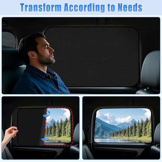 ZATOOTO Car Window Covers for Rear Privacy Car Shade for Baby Back Window Sunshade of Soft Suede UV Protection & Light Blocking Baby Sun Shades for Camping Eating and Rest, 16.69×31.5in