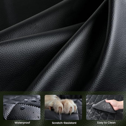 Pecute Dog Car Seat Cover for Back Seat 53.54 * 23.62 in, Car Window Fixing for Maximum Car Protection, Leather Fabric Back Seat Extender for Dogs, Waterproof & Scratch-Resistant, Support to 330 lbs