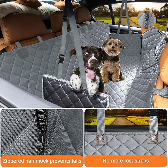 URPOWER Dog Car Seat Cover for Pets 100% Waterproof Seat Cover Hammock 600D Heavy Duty Scratch Proof Nonslip Durable Soft Back Seat Covers for Cars Trucks and SUVs