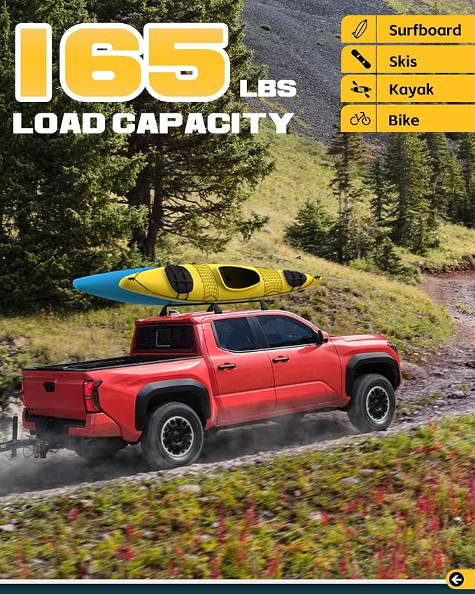 Trumgeta Basic Model Roof Rack Cross Bars Fit for 2024 2025 2026 Toyota Tacoma Double Cab Crossbars Luggage Cargo Carrier for Cargo Bike Kayak Snowboard No Drill Rooftop Accessories
