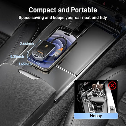 Wireless CarPlay Adapter for iPhone, 5.8GHz Carplay Wireless Adapter Converts Wired to Wireless, Plug & Play, No Latency, Fast Stable Connect to iOS 10+, Fit for Cars from 2015