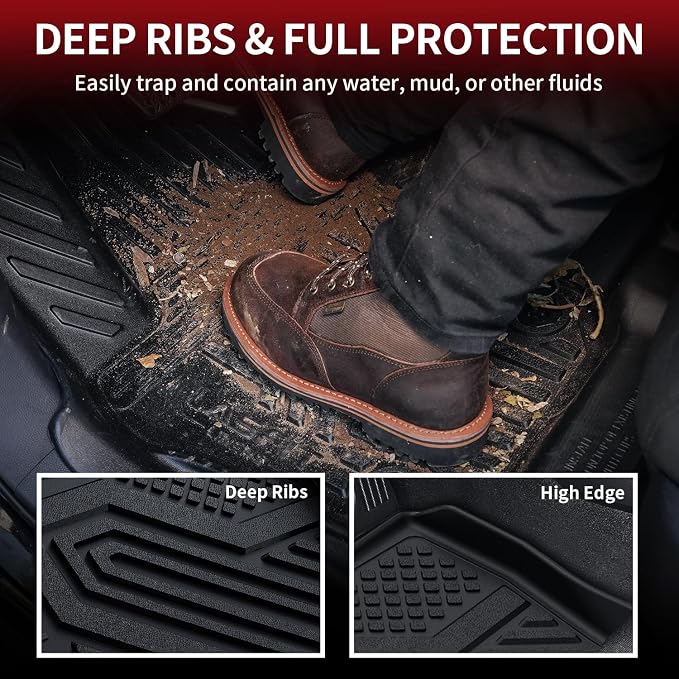 LASFIT Floor Mats & Backrest Mats & Trunk Mat for Mazda CX5 2017-2025 All Weather TPE Custom Fit Floor Liners Car Mats Accessories, Include 1st & 2nd Row & Seatback & Cargo Mats, Black