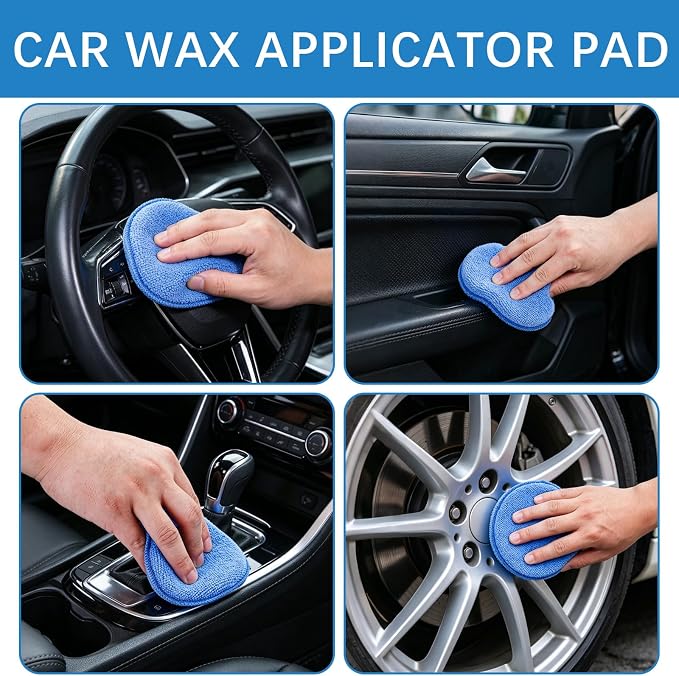 18 Pack Car Wax Applicator Pad 5 Inch, Foam Microfiber Applicator Pad for Car Buffing, Detail Polishing, Tire Shine Applicator, Cleaning and Fine Polishing