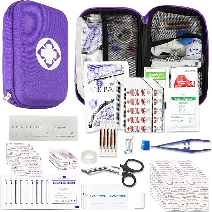 Small-Waterproof Car First-Aid Kit Emergency-Kit - Purple 273Piece Camping Equipment for Camping Hiking Home Travel YIDERBO | Camping Equipment for Camping Hiking Home Travel