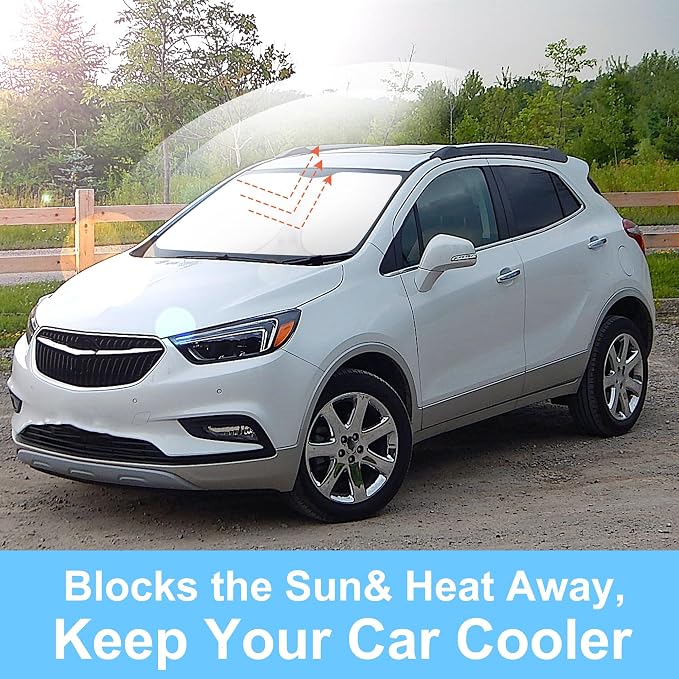 TINGLU Sun Shade for Buick Encore 2013-2019 Accessories Windshield Sun Shade Window Shade UV Rays Protection Sun Visor Cover with Steering Wheel Sunshade Storage Bag