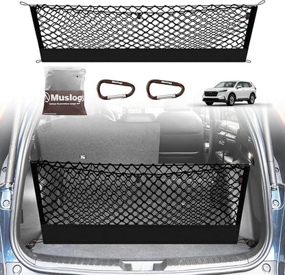 Muslogy Truck Bed Cargo Net Trunk Netting Compatible with 2023-2025 2026 Honda CR-V Accessories, Pickup Cargo Organizer SUV Sedan Storage Net w/Heavy Duty Carabiners