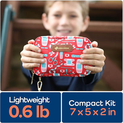 KeepGoing Travel First Aid Kit for Kids – 130 Pc. for Car, Home, Purse, Diaper Bag & Backpack with Latex-Free Bandages - Mini First Aid Kit Travel Size TSA-Approved