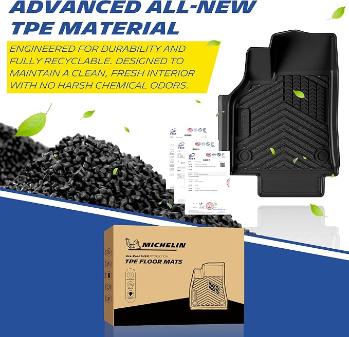 Michelin Vehicle Mat, All-Weather TPE Custom Fit Liner for Tesla Model Y 5 Seat Standard Floor Mats 2025-2027 (3 Piece), Not Fit Premium or Performance, Premier