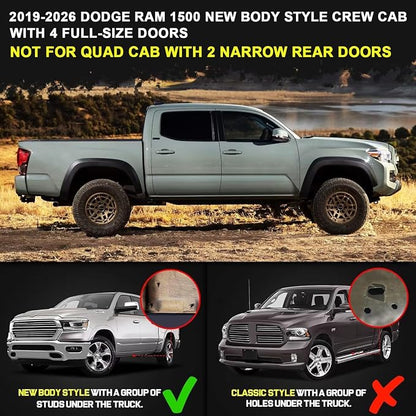 BINARY STAR Running Boards Compatible with 2019-2026 Dodge Ram 1500 Crew Cab(Excl. Classic Model/Ram 2500 3500), 4-Steps Design Running Boards, Side Step Bars Nerf Bars