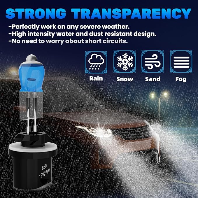 Fog lights Fit For Nissan Frontier 2003-2004 Halogen Headlight Bulbs,880/881/H27 Fog Lights Bright Lights Combo,Plug & Play,Pack of 2 (Nissan Frontier 2003-2004 Halogen Fog Lights)