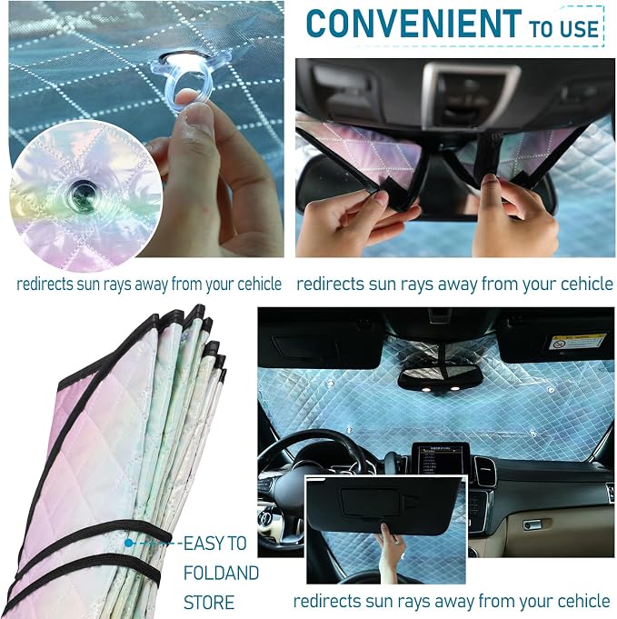 Car Windshield Sun Shade, Folding Car Shades for Front Windows UV Rays Sun Cover Shade, Keeps Your Vehicle Cool
