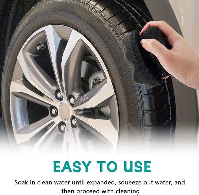 2 PCS Tire Shine Applicator Pad,Hex Grip Tire Dressing Applicator Polishing Sponges Pads,Reusable Tire Shine Sponge Wave,Tire Shine Brush,Car Detailing Sponge for Auto Polishing Cleaning Waxing