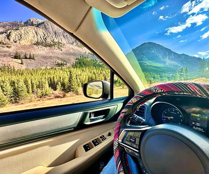 Boho Steering Wheel Cover for Women Men Baja Blanket Enthic Car Steering Wheel Cover Ethnic Car SUV Wheel Protector, Breathable, Anti-Slip, Odorless, Universal Fit 14.5-15 Inch