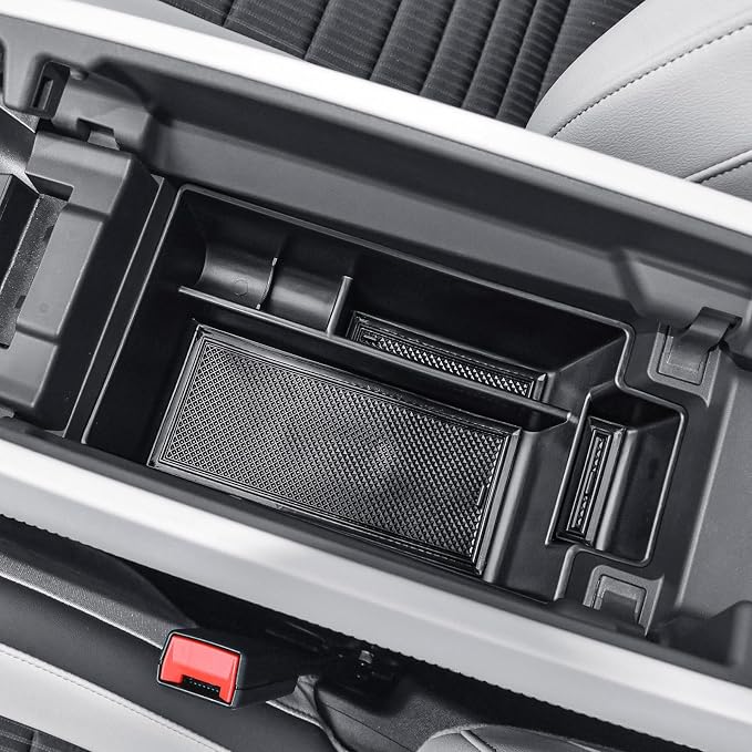 EDBETOS 2PCS/Set Center Console Organizer Compatible with Nissan Rogue 2021-2023 2024 2025 2026 Interior Accessories Lower Console Armrest Secondary Storage Box Pallet Middle Insert Tray Black ABS