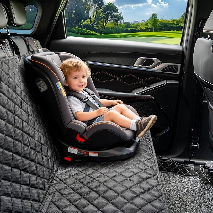 JSTHT Dog Car Seat Cover for Back Seat Waterproof Bench Seat Cover Protector Nonslip Durable Soft Pet Dog Back Seat Cover for Car, Truck, & SUV (Black)
