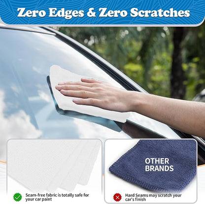 FIXSMITH Microfiber Cleaning Cloth, Shop Towels Bulk, 24 Pack White Microfiber Towels for Cars, All-Purpose Absorbent Cleaning Rags, Dust Cloth for Automotive, Mechanic, Garage, Bar, 12 x 11 inch