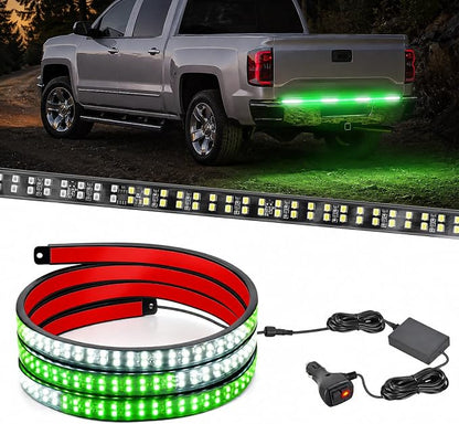 Nilight 48 Inch Truck Tailgate Strobe Light Strip Tail Emergency Bar Rear Window Warning Lamp Ultra-Bright Double Row 288 LED for Pickup Trailers Construction Vehicles Car SUV, Green White