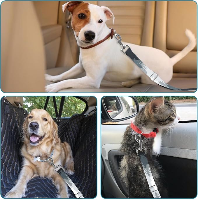 Adjustable pet cat and Dog car seat Belt，The Lanyard is Flexible and Adjustable from 20 to 33 inches (deforestation)