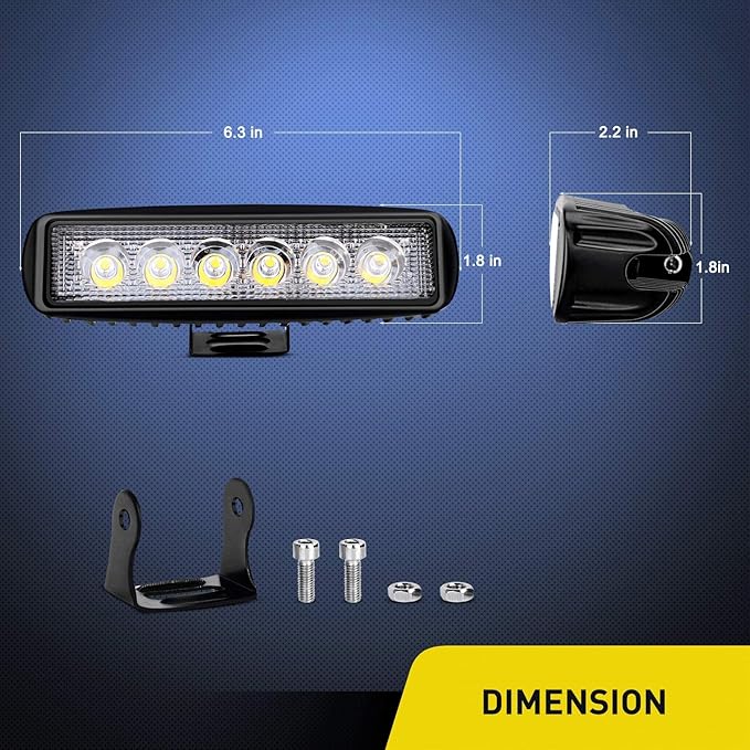 Nilight 2Pcs 18w Spot LED Work Lights LED Pods Fog Lights Off Road Led Lights Driving Lights with16AWG Off Road Wiring Harness Kit-2 Leads