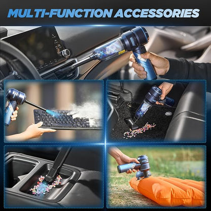 HL121 Car Vacuum,Portable & Foldable Design,17000PA Strong Suction,Dual-Function Vacuum and Air Blower for Automotive Interior Cleaning and Car Care
