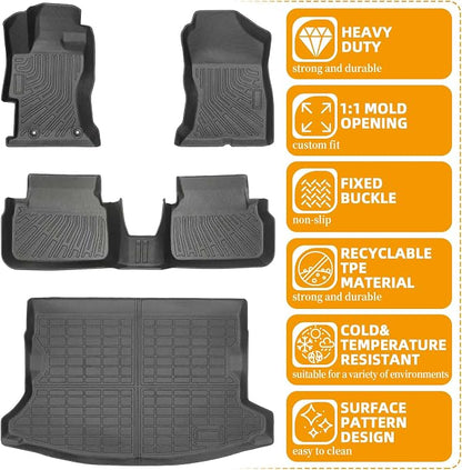Floor Mats for Subaru Crosstrek 2018-2021-2023, for Subaru Impreza(NOT Hybrid) 2017-2023, Front Rear Mats & Cargo Mat, TPE Anti-Slip Waterproof Summer Winter Floor Liners Car Accessories