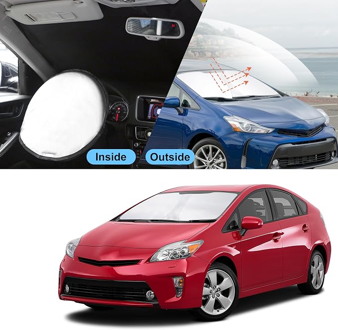 TINGLU Sun Shade for Toyota Prius Hatchback 2010-2015(Not for Prius C or Prius V) Accessories Windshield Sun Shade Window Shade UV Rays Protection Sun Visor Cover
