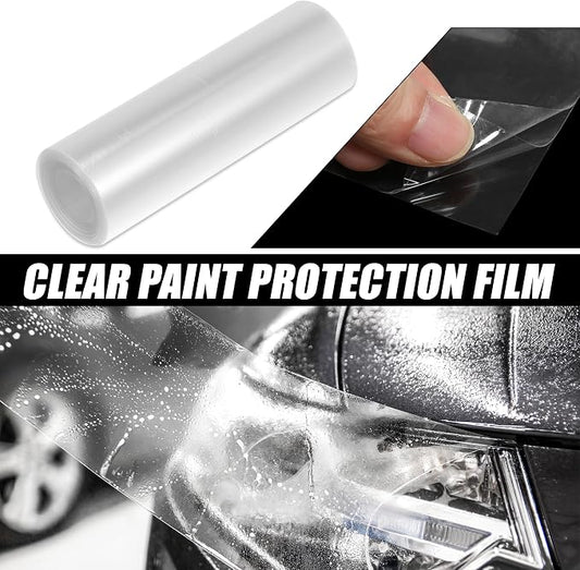 X AUTOHAUX Clear Vinyl Wrap Sheet Car Paint Protection Film Cover Decal Scratch Resistant Self Adhesive Sticker Universal 4"x118"
