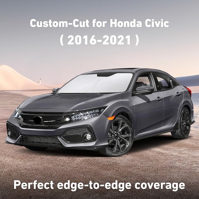EcoNour Windshield Sunshade Compatible for Honda Civic 2016-2019 2020 2021, Sun Visor for Front Windshield & Window Sun Shade Cover, UV Heat Blocker & Protector, Car Accessories