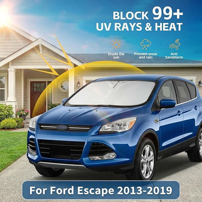 Windshield Sun Shade for Ford Escape 2013-2019 Front Window Shade Custom Fit Escape Accessories Sun Visor Foldable Shade Blocks UV Rays Summer Must Have Car Accessories