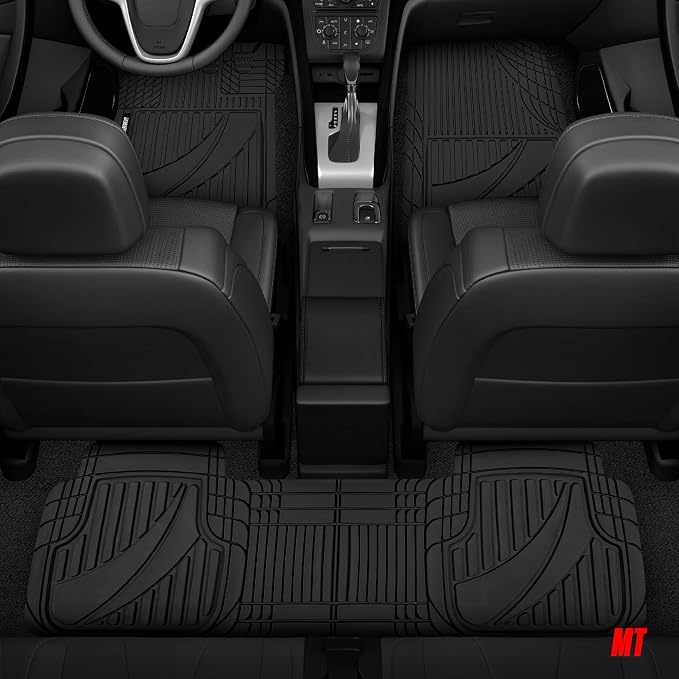 Motor Trend FlexTough Advanced Heavy Duty Black Rubber Car Floor Mats & Cargo Liner for SUV & Car Full Set - Universal Trim to Fit All Weather Automotive Floor Mat & Cargo Liners for SUV, Car, & Van