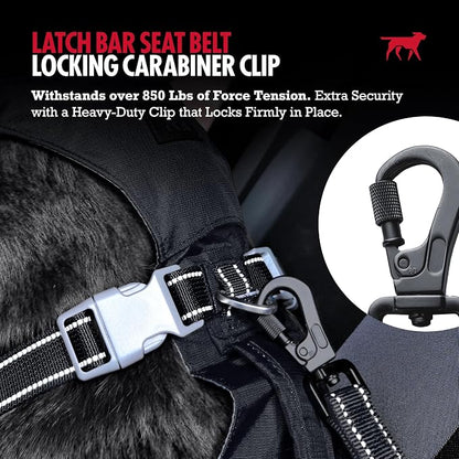 Tuff Pupper Dog Car Safety Belt | Adjustable 16–26" Latch Hook Seatbelt Restraint for Dogs | Heavy-Duty Nylon Webbing, All-Metal Hardware & 360° Swivel Carabiner | Universal Fit for Cars, Trucks & SUV