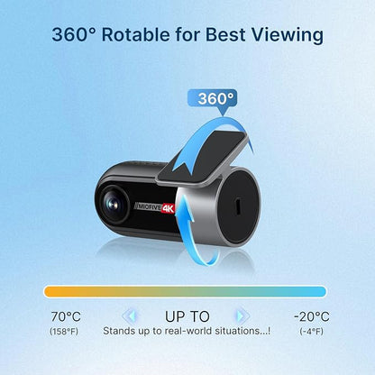 Miofive in-Car Rear Camera for Miofive S1/S1 Pro/S1 Ultra Series Dash Cam, 4K/2160P Backup Camera with Cable and 360° Rotation