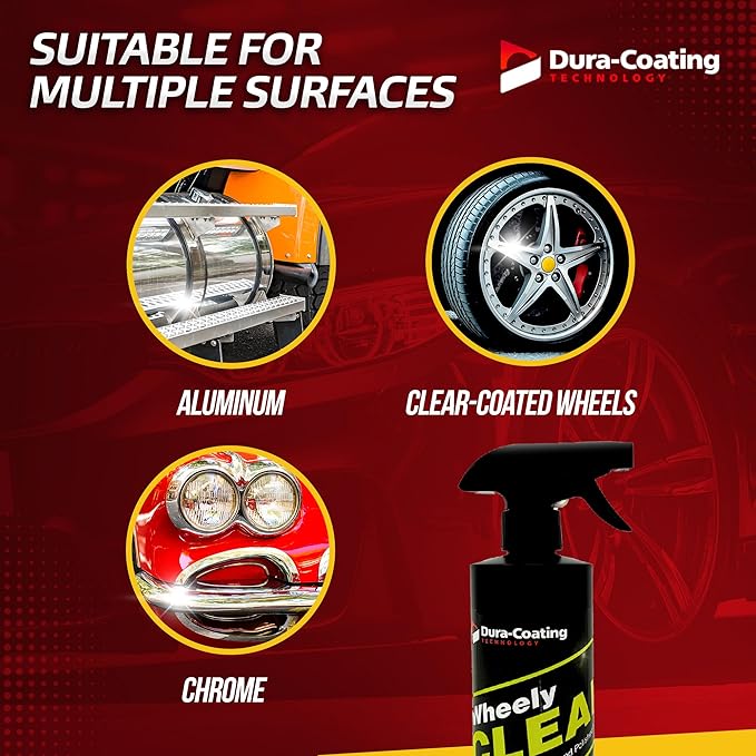 DURA-COATING TECHNOLOGY Wheely Clean - Professional Wheel Cleaner Spray - Ready-to-Use Tire Cleaner and Rim Cleaner - Suitable for Aluminum, Chrome, or Clear-Coated Wheels - Removes Brake Dust - 16 oz
