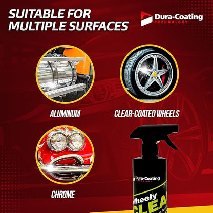 DURA-COATING TECHNOLOGY Wheely Clean - Professional Wheel Cleaner Spray - Ready-to-Use Tire Cleaner and Rim Cleaner - Suitable for Aluminum, Chrome, or Clear-Coated Wheels - Removes Brake Dust - 16 oz