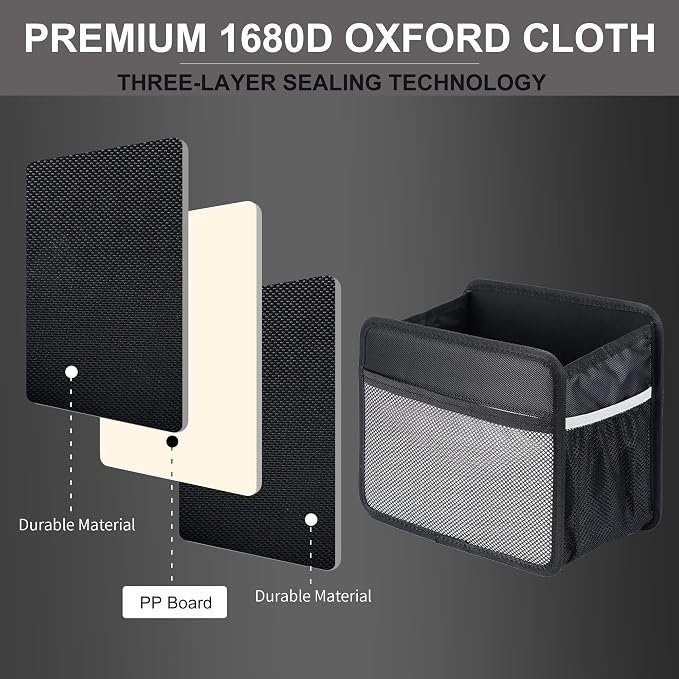 Car Back Seat Organizer and Storage Bag, Premium 1680D Oxford Cloth Collapsible Universal Hanging Car Seat Back Organizer for Kids & Adults