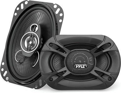 Pyle 3-Way Universal Car Stereo Speakers - 300W 4" x 6" Triaxial Loud Pro Audio Car Speaker Universal OEM Quick Replacement Component Speaker Vehicle Door/Side Panel Mount Compatible PL4163BK (Pair)