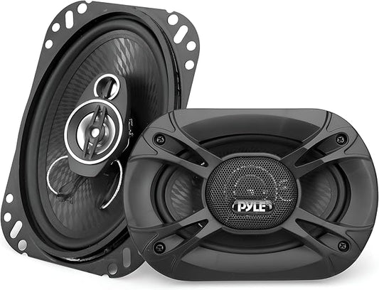 Pyle 3-Way Universal Car Stereo Speakers - 300W 4" x 6" Triaxial Loud Pro Audio Car Speaker Universal OEM Quick Replacement Component Speaker Vehicle Door/Side Panel Mount Compatible PL4163BK (Pair)