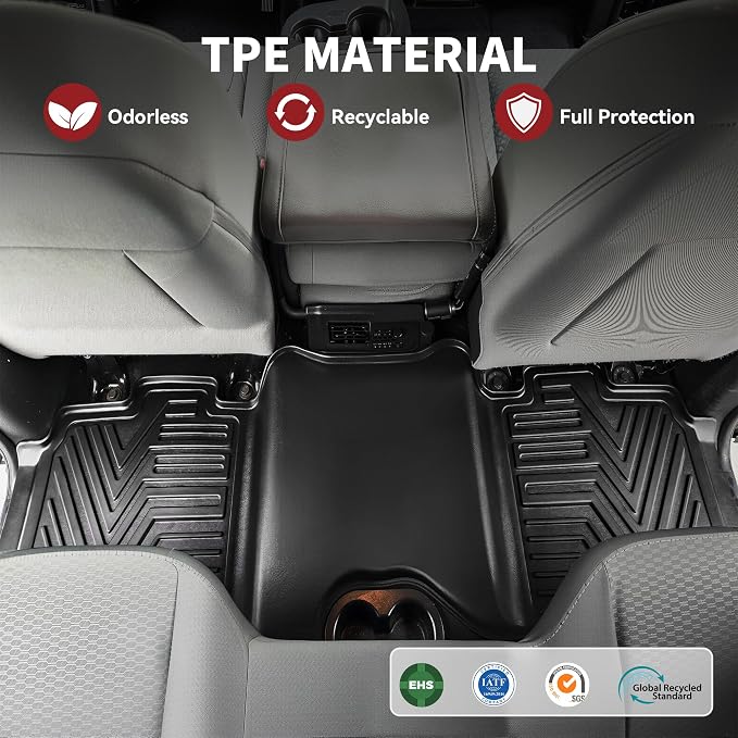 YITAMOTOR Floor Mats Fit for 2013-2018 Dodge Ram 1500/2500/3500 Crew Cab, 2019-2024 Ram 1500 Classic Crew Cab 1st & 2nd Row All Weather Heavy Duty Floor Liners Black