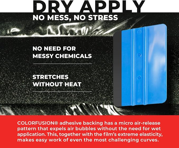 ColorFusion PPF by VViViD, Gloss Metallic Black Dry Apply PPF Vinyl Car Wrap Roll 60ft x 5ft