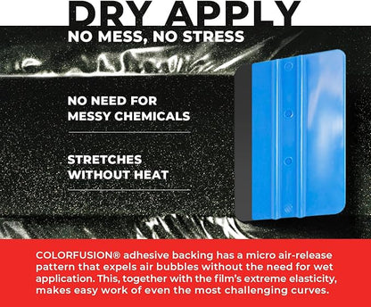 ColorFusion PPF by VViViD, Gloss Metallic Black Dry Apply PPF Vinyl Car Wrap Roll 1ft x 5ft