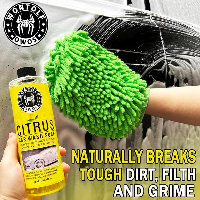 Wontolf Complete Car Wash Cleaning Kit, Car Interior Detailing Kit with Car Wash Soap, Interior Detailing Cleaner, Wheel Cleaner, Wheel Brush, Dying Towel, for Cars Trucks RVs SUVs
