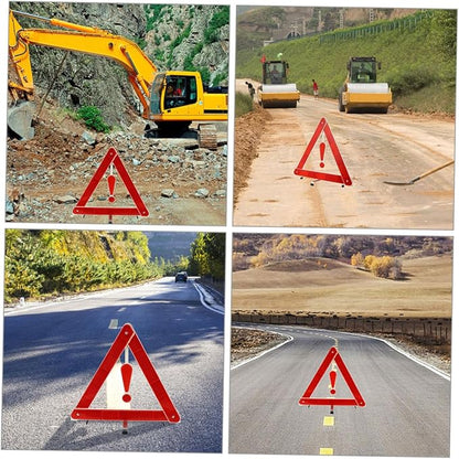 LIFKOME 3pcs Reflective Emergency Warning Triangle Set Foldable Roadside Safety Triangles for Vehicles Truck Car High Visibility Reflective Safety Signs