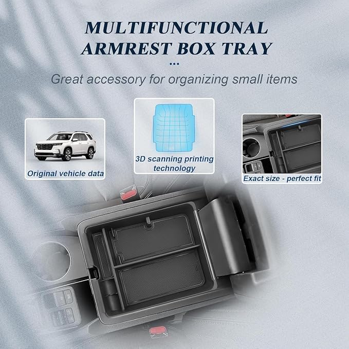 BIBIBO 2026 Pilot Center Console Organizer for 2026 Honda Pilot Sport/EX‑L/Touring/TrailSport/Elite/Touring Blackout/Black Edition Console Tray 2026 Honda Pilot Insert Glove Pallet Organizer