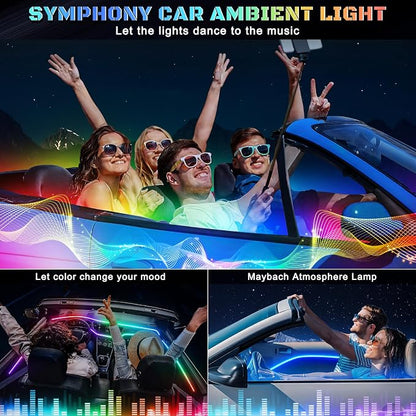 Dreamcolor Acrylic Interior Car LED Strip Light with Wireless APP, RGB 10 in 1 with 175 inches 612 LEDs Fiber Optic Strip Lights for Car, Dual Zone Symphony Neon Car Ambient Lighting