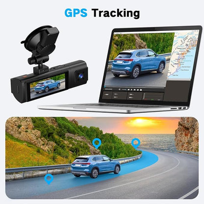 4K Dash Cam Front and Rear/Inside, Car Mount Dash Camera with 5G Wi-Fi, GPS, 3" IPS Screen, 64GB SD Card Included, Night Vision, G-Sensor, 24H Parking Mode, Loop Recording, APP Control, Black